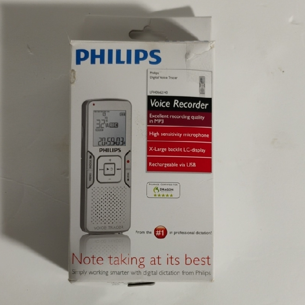 Philips LFH0662/40 Digital Voice Recorde Silver No USB Cable